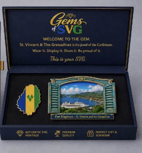 Open Gems of SVG presentation box with pin and magnet