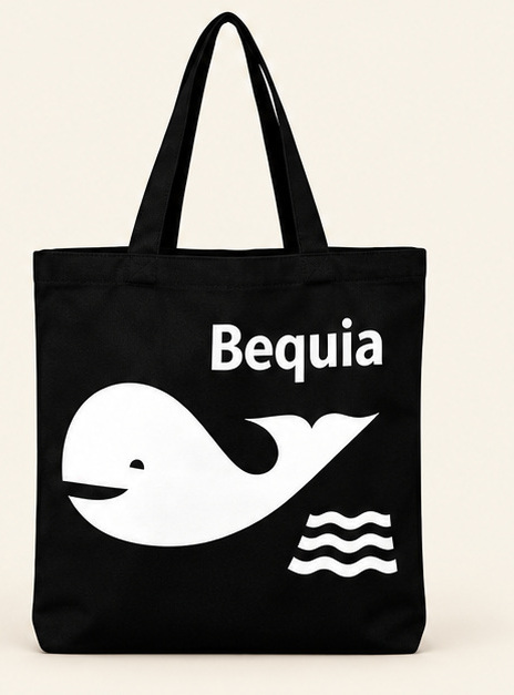 Bequia Whale Tote — Black tote bag
